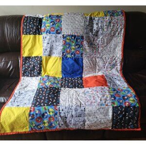Homemade Peanuts Snoopy Charlie Gang Patchwork Quilt 46" x 70" Grandma Cottage